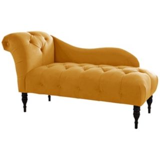 Mystere Gold Velvet Upholstered Chaise Lounge Chair   #W3980