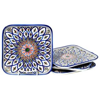 Le Souk Ceramique Tabarka Design Set of 4 Square Plates   #Y0083