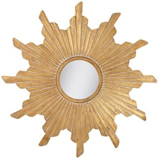 Vela Distressed Gold Sunburst Wall Mirror   #X3070