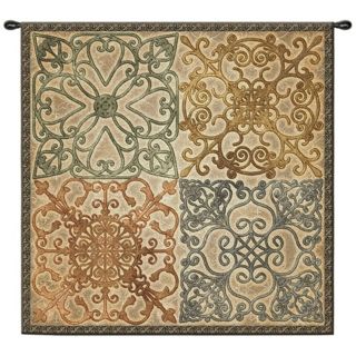 Wrought Iron Elegance 44" Square Wall Hanging Tapestry   #J8997