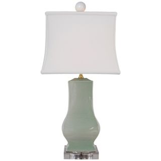 Celadon Crackle Square Urn Porcelain Table Lamp   #N2132