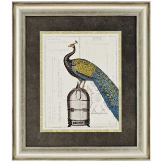 Peacock Birdcage II 32" High Framed Wall Art   #Y4026