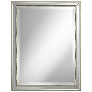 Beaded 32" High Antique Silver Wilton Wall Mirror   #X6447