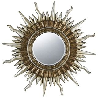 Sunburst 45" Wide Gold and Silver Wall Mirror   #X6930