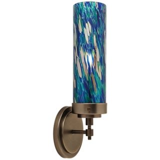 LBL Max Bronze 10 3/4" High Blue Green Glass Wall Sconce   #X6419