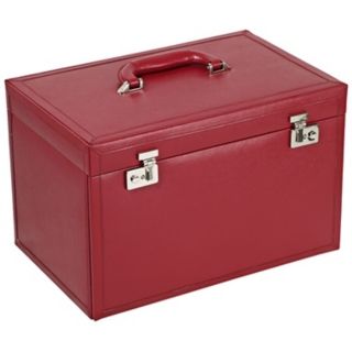 Queens Court Extra Large Crimson Leather Jewelry Box   #V5584