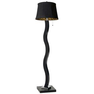 Black Faux Suede Wave Stick Floor Lamp   #T4660 68886