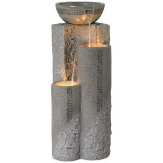 Faux Marble Bowl and Pillar Indoor Outdoor Fountain   #R5948