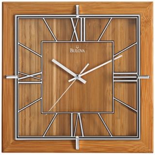 Bulova Studio 12" Square Bamboo Wall Clock   #V7801
