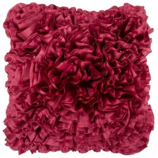 Surya 18" Square Cerise Red Ruffled Accent Pillow   #V1718