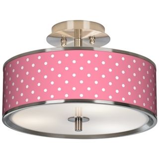 Mini Dots Pink Giclee Glow 14" Wide Ceiling Light   #T6396 U2188