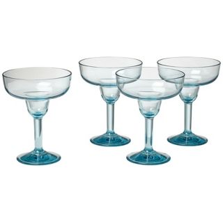Set of 4 Glacier Blue 16 Oz. Polycarbonate Margarita Glasses   #W4867