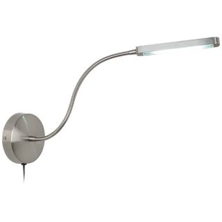 Gooseneck LED Brushed Steel Plug In Wall Light   #N0138