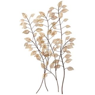 Copper Leaves on Branches 34 1/2" High Metal Tree Wall Art   #U2166