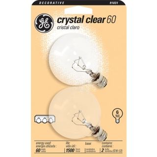 GE 60 Watt 2 Pack Clear G 16 Candelabra Light Bulbs   #91031