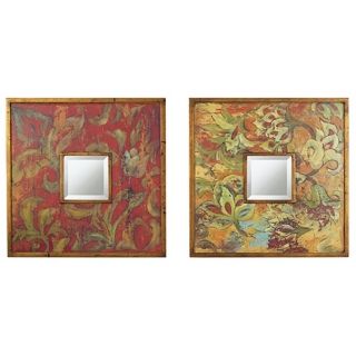 Uttermost Set of Two Colorful Flowers 19" Wide Wall Mirrors   #52808