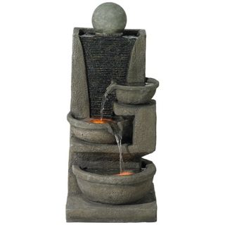 Three Bowl Tiered Contemporary LED Lighted Fountain   #R6056