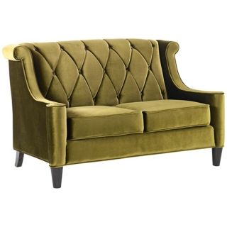 Barrister Green Velvet Love Seat   #T4195