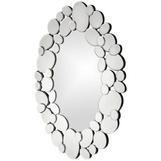 Stratus Mirrored Pebbles 22" High Oval Wall Mirror   #R2030