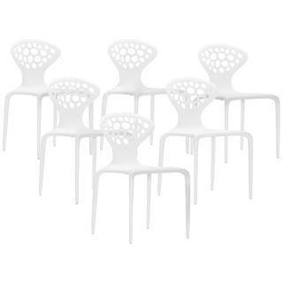 Set of 6 Zuo Marzipan White Chairs   #T2394