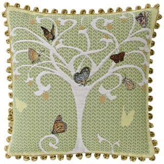 Butterfly Tree Celadon 19" Square Pillow   #G2901
