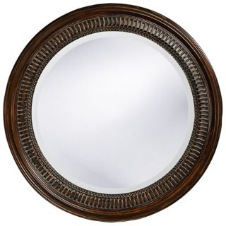 Antique Brown Beaded Round 26 Wide Wall Mirror   #H5534  