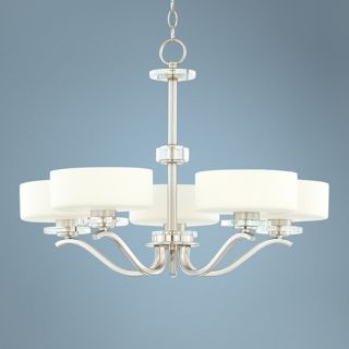 Possini Brushed Steel and Opal Glass 27" Wide Chandelier   #P5475