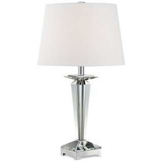 Tapered Crystal Column and Chrome Base Table Lamp   #V9644