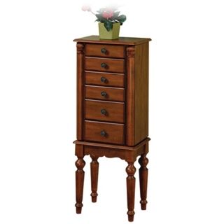 Lightly Distressed Deep Cherry Jewelry Armoire   #N5543