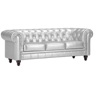 Zuo Aristocrat Silver Leatherette Sofa   #T2668