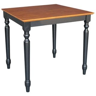 Solid Wood 30" Square Black and Cherry Wood Turned Leg Table   #Y5450