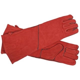 Red with Black Trim Long Suede Hearth Gloves   #U8587