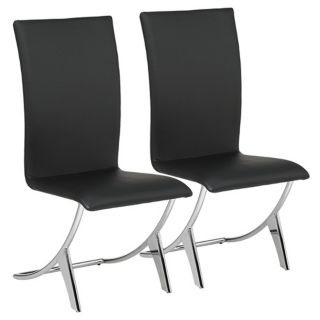 Set of Two Delfin Black Leatherette Chairs   #G3930