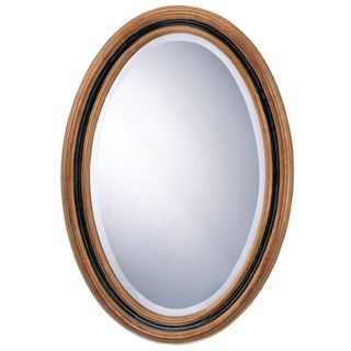 31" High Antique Gold and Black Oval Mirror   #N7181