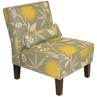 Gray Dandelion Print Armless Chair   #N6107