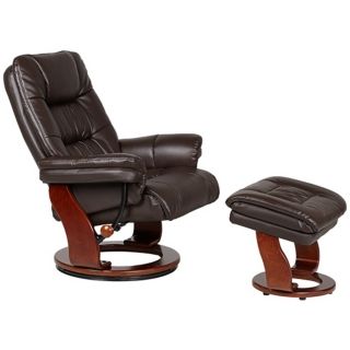 Fairway Kona Brown Faux Leather Recliner with Ottoman   #V0152