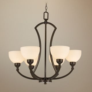 Bronze with Opal Glass 28 1/4" Wide Chandelier   #V6993