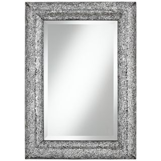 Crackled Glass 33" High Silver Mosaic Wall Mirror   #W8575