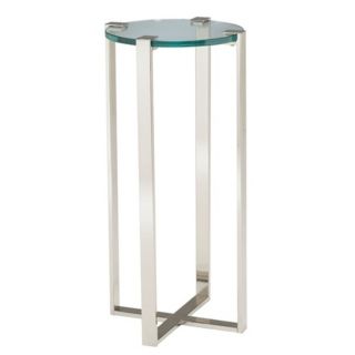 Uptown Polished Nickel & Glass Plant Stand   #T2249