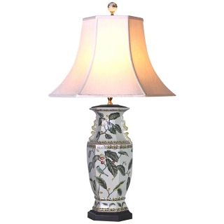 Leaf Motif Hexagonal Porcelain Vase Table Lamp   #G6993