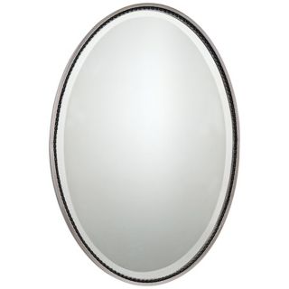 Quoizel Larchmont Nickel 32" High Oval Wall Mirror   #X5892