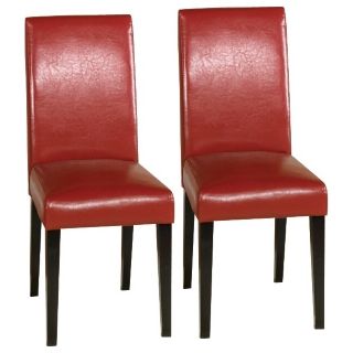 Set of Two Red Leather Side Chairs   #J4492