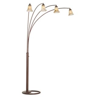 Four Arm Marbleized Glass Arc Floor Lamp   #30721 56452