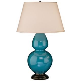 Robert Abbey 31" Peacock Blue Ceramic and Bronze Table Lamp   #G6651