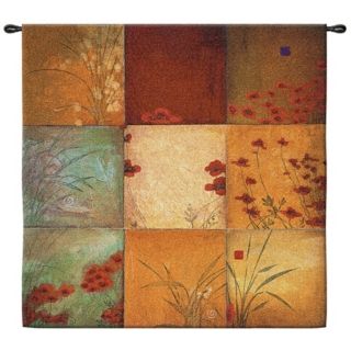 Poppy Nine Patch Large 53" Square Wall Hanging Tapestry   #J9001