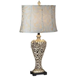 Possini Carved Silver Leaf Table Lamp   #W8436