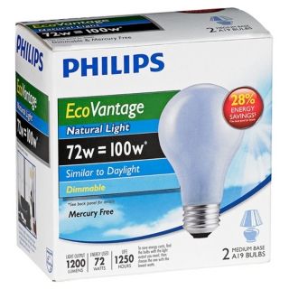 EcoVantage 72 Watt 2 Pack Natural Light Halogen Light Bulbs   #U5888