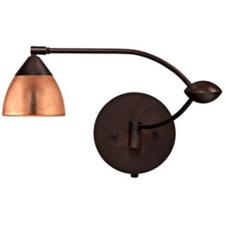 Bronze Copper Foil 18 1/2" Plug In Swing Arm Wall Light   #M3646