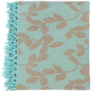 Surya Timora Aqua and Tan Throw Blanket   #V0963