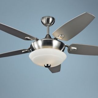 52" Monte Carlo Solaire Brushed Steel Ceiling Fan with Light   #P0014